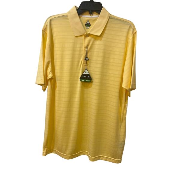 NWT BOLLE Men’s Golf Polo Shirt Yellow Size Medium Performance Short Sleeve - Picture 1 of 9